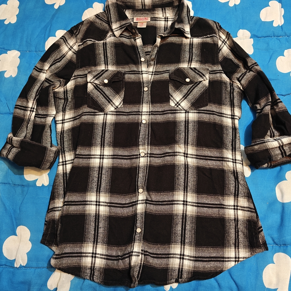 Mossimo Supply Co. Black and White Plaid Shirt